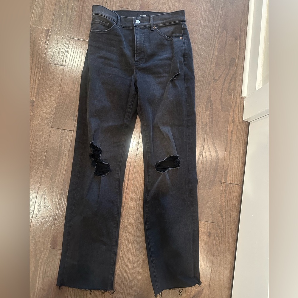 Express modern straight super high ride jean
